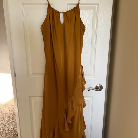 Banana Republic Ruffle Maxi Dress Golden Grass in L - Picture 5 of 10